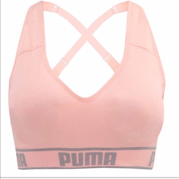 🔥 NWT Pink Gray Black White Puma Sports Bra 36 38 - Picture 3 of 5